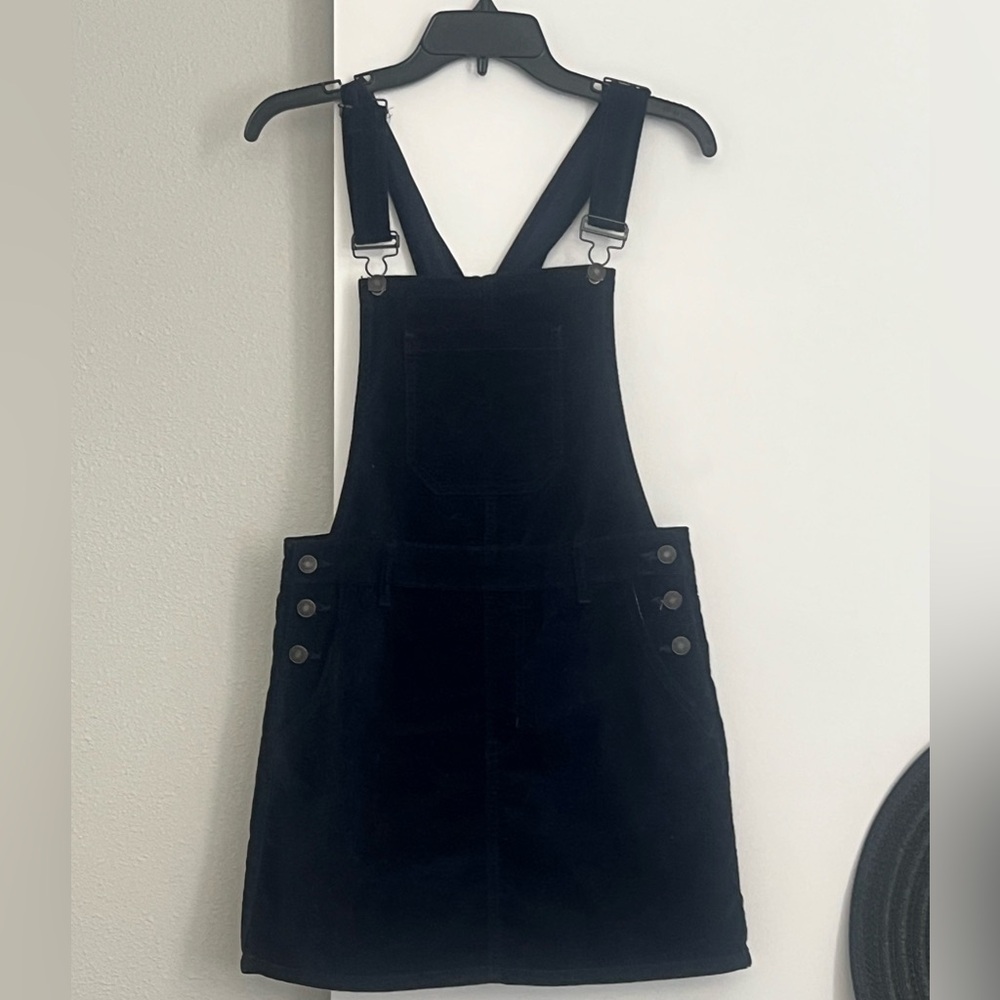 F21 Blue Overalls Dress in Velvet Navy Blue